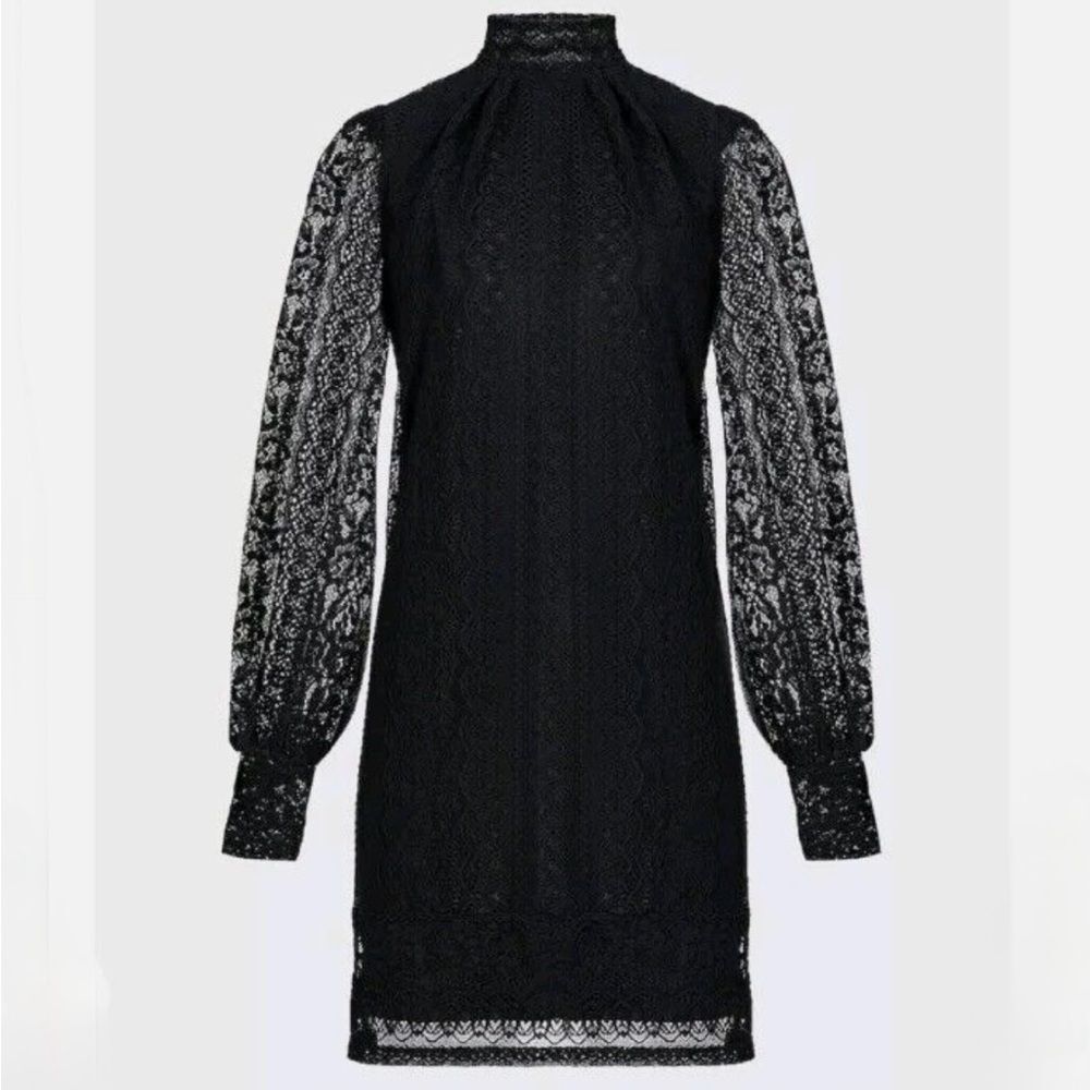 NWOT Express Elegant Black Lace Dress Mock Neck Size S